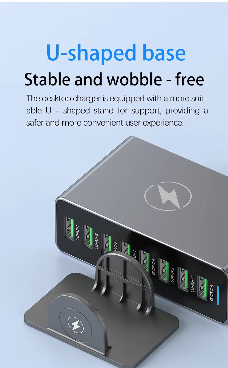 USB Charger 80W 8 Ports Desktop USB Charging Station with Multiple Port for Mobile Phones and Tablets