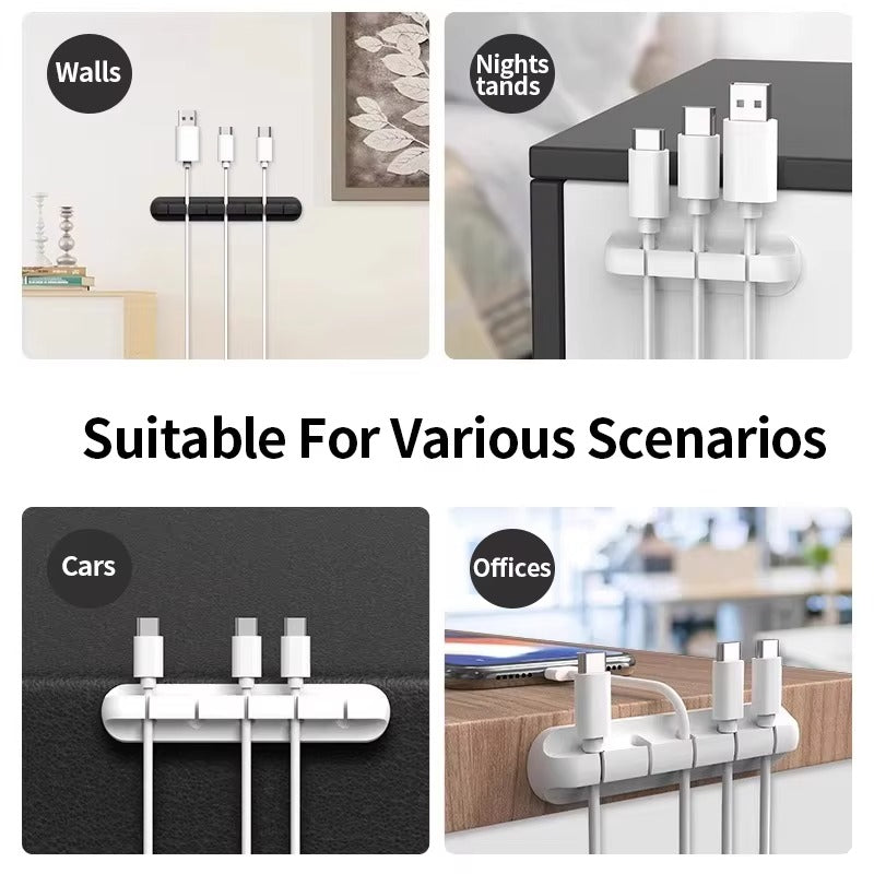 Silicone Solid-Color Multifunctional Cable Organizer - for Office Desks
