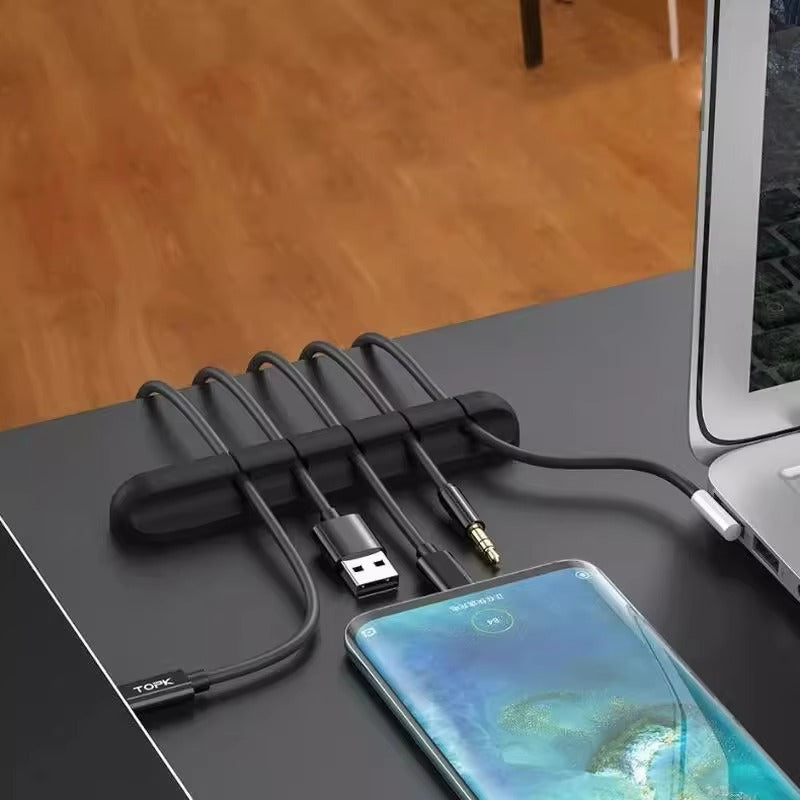 Silicone Solid-Color Multifunctional Cable Organizer - for Office Desks