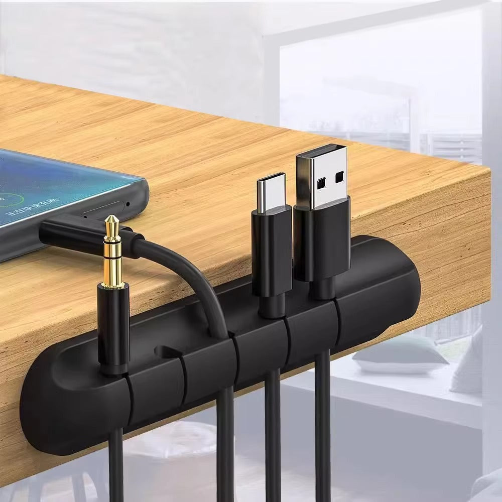 Silicone Solid-Color Multifunctional Cable Organizer - for Office Desks